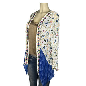 Soft Surroundings Blouse Womens 1X Multicolor Floral Kimono Boho Open Front